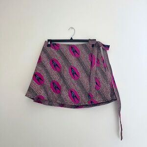 Woven Wrap Mini Skirt